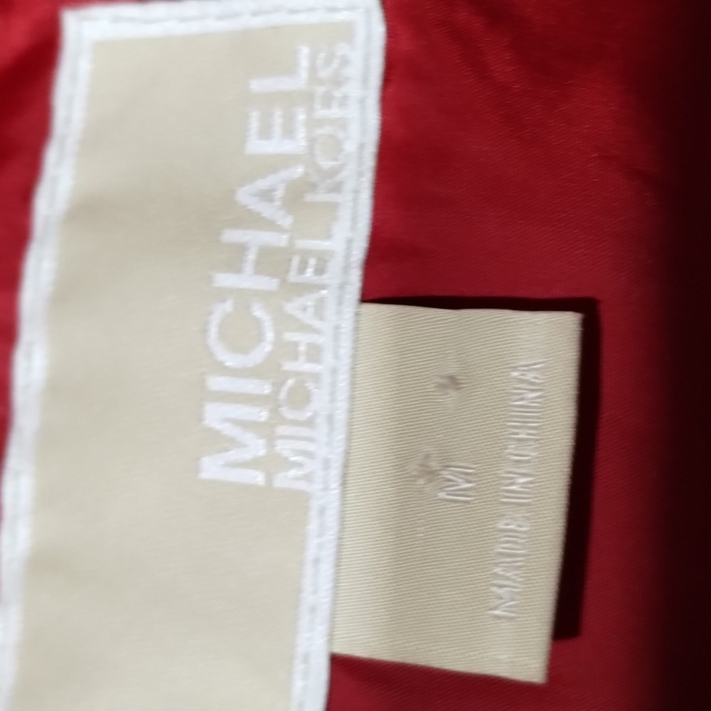 Michael Kors Red And Gold Long Puffer Jacket Size Medium